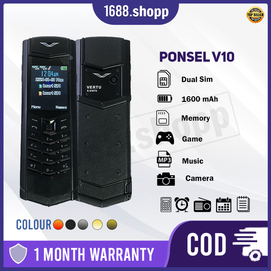 New V10 Metal Body Luxury Phone 1.8inch Screen MP3 FM Radio Dual SIM 2G Network Mobile Phone