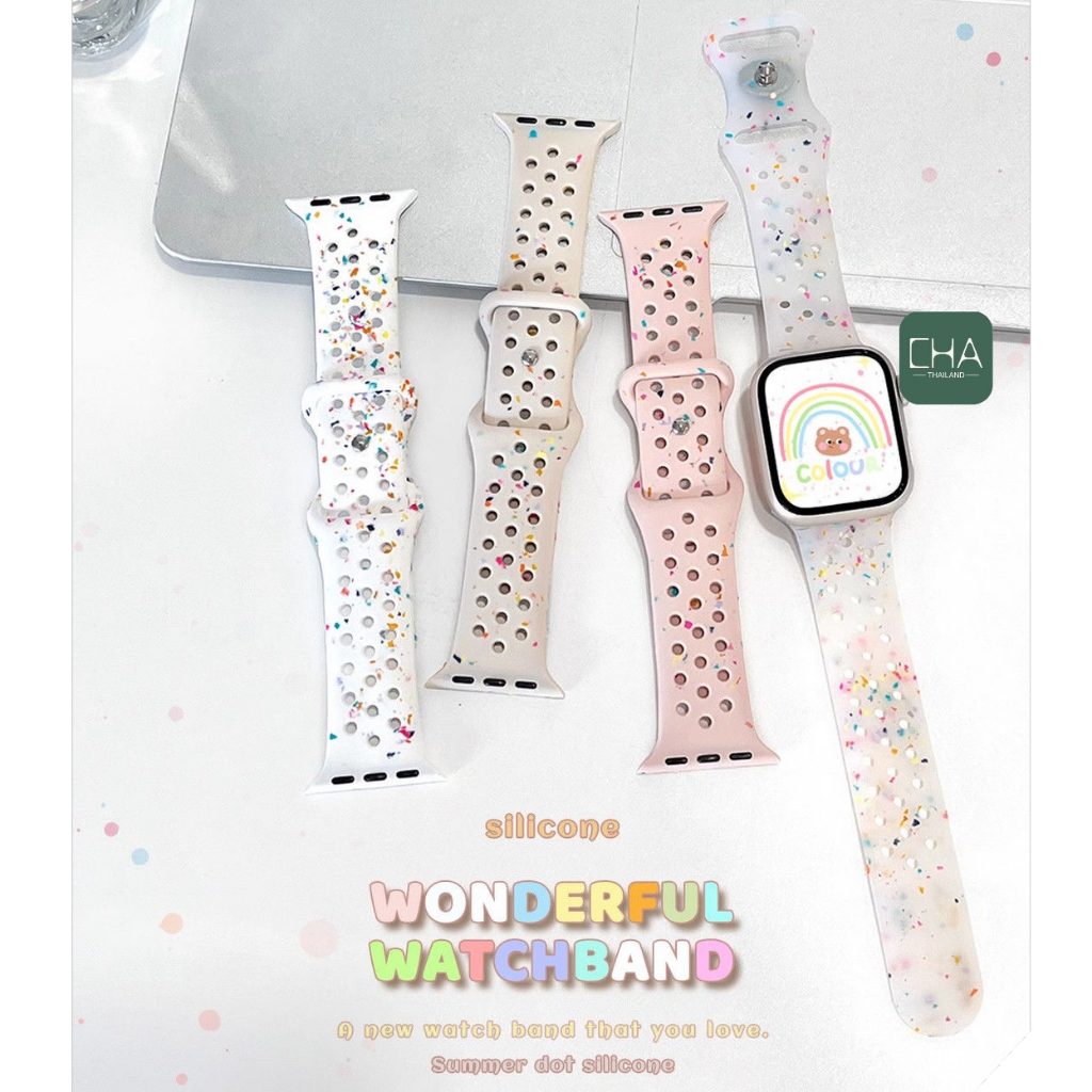 สายท้อปปิ้ง สายนาฬิกา สำหรับ smart watch 11 10 9 8 ultra7/6/5/4 ขนาด 45/49/44/41/46mm สาย iWatch สาย smart watch ยางลาย