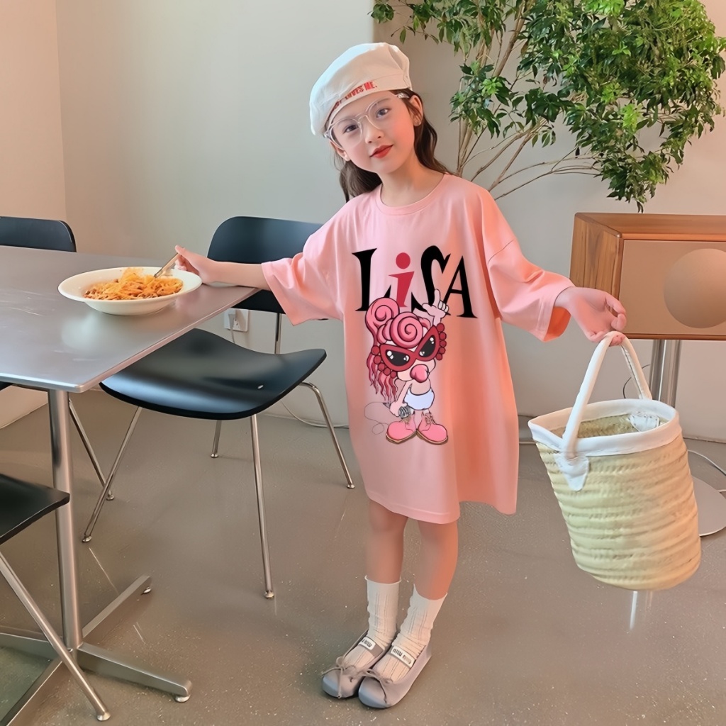 Beryl kids🌸ชุดเดรสเด็กผู้หญิง แฟชั่น🎀กระโปรงหลวมๆ แขนสั้นลำลอง พิมพ์ลายน่ารัก สีสดใส สไตล์เกาหลี ฤดูร้อนรุ่นใหม่ - รูปที่ 3