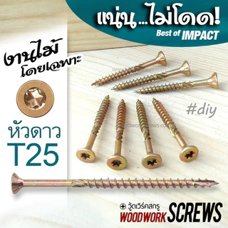 T25 เกลียวปล่อย งานไม้โดยเฉพาะ หัวดาว ตีเกลียวครึ่งตัว เกลียวหยาบ ดูดไม้แน่น ตะปูเกียว จิกเสี้ยนได้ดี Torx + type17 tips