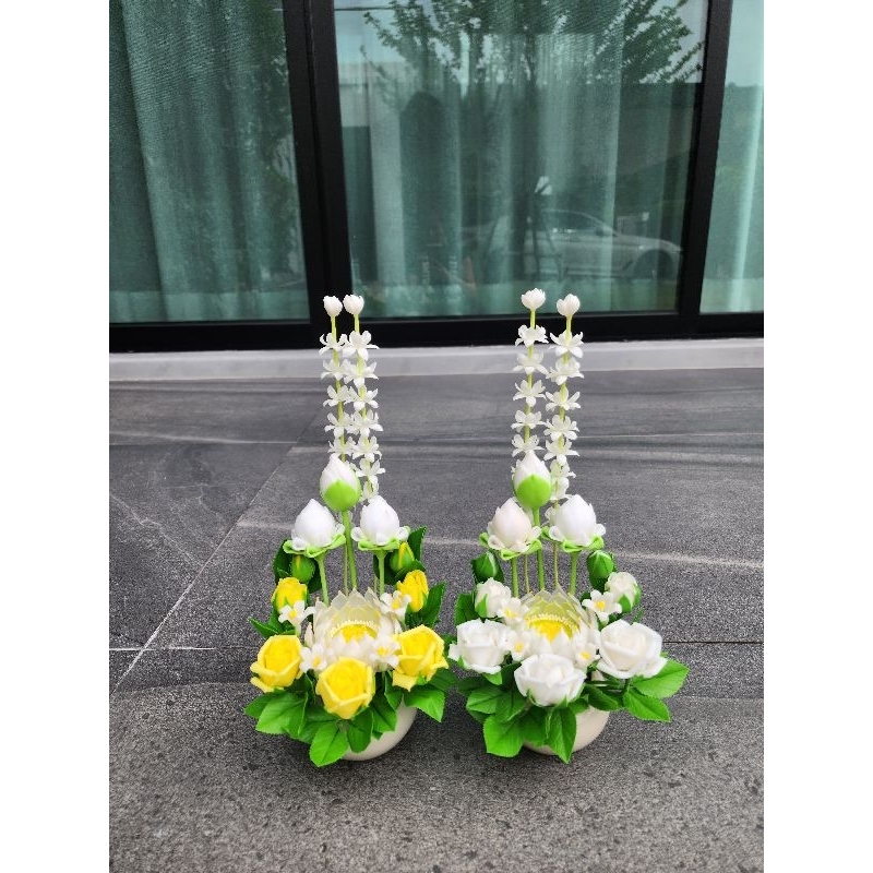 ดอกบัว(ราคาต่อ1แจกัน) แจกันดอกบัว แจกันดอกบัวไหว้พระ ถวายสิ่งศักดิ์สิทธิ์ ทำจากดินปั้น - รูปที่ 7