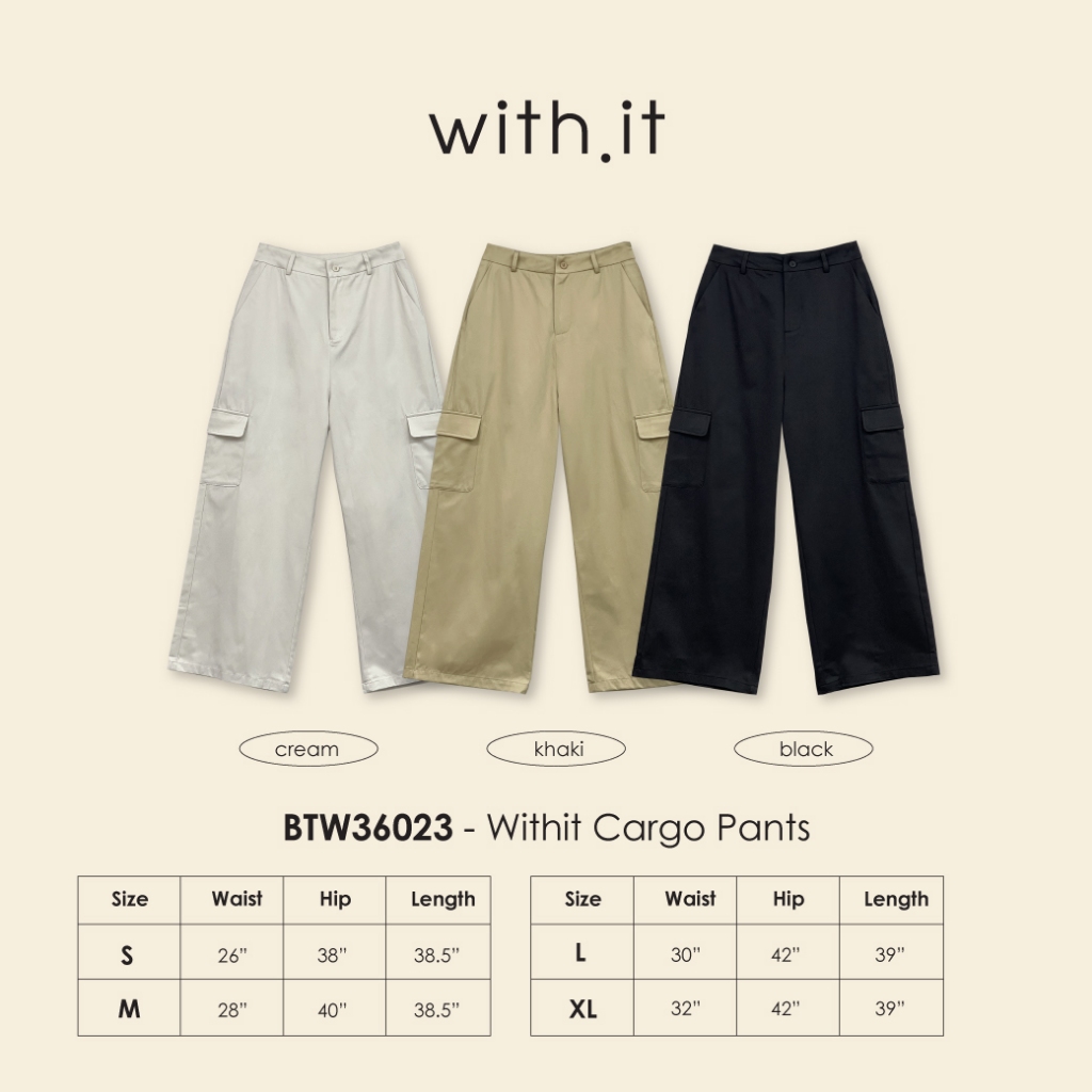 ลด 75.- พิมพ์ WTSD12 with.ti.store- BTW36023 กางเกงขายาวคาร์โก้วิทอิท withit cargo pants