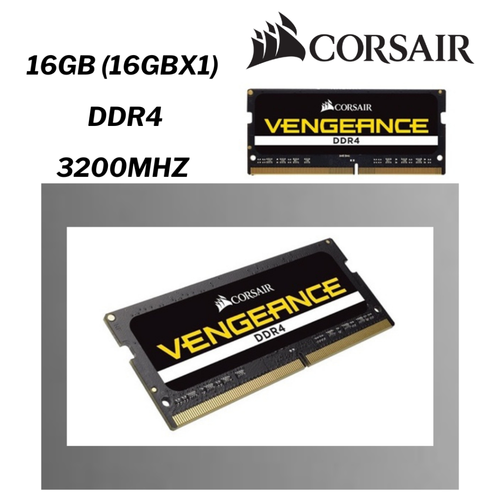 (แรม) RAM NOOTBOOK CORSAIR VENGEANCE  DDR4 16GB (16GBx1)  3200MHz : CMSX16GX4M1A3200C22 : BLACK