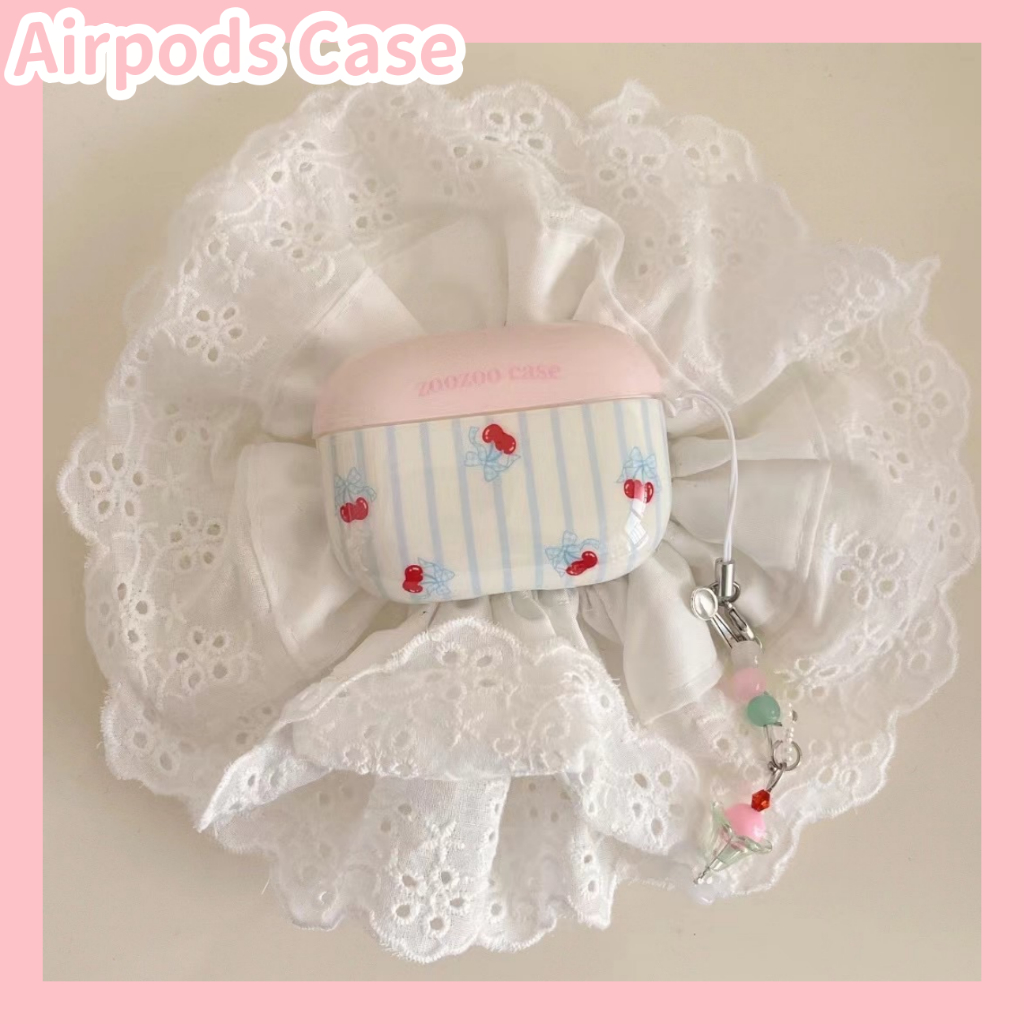 สินค้าใหม่ เคส สำหรับ Airpods 3 เคสหูฟัง AirPods 1/2/3/Pro/Pro2 เคสป้องกันการหล่น แฟชั่น น่ารัก เชอร์รี่ พร้อมจี้ case
