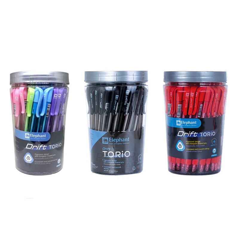 Elephant ปากกาลูกลื่น ปากกา รุ่น Drift Torio หัวปากกา 0.5 ( 50 ด้าม / กระปุก)(พร้อมส่ง)