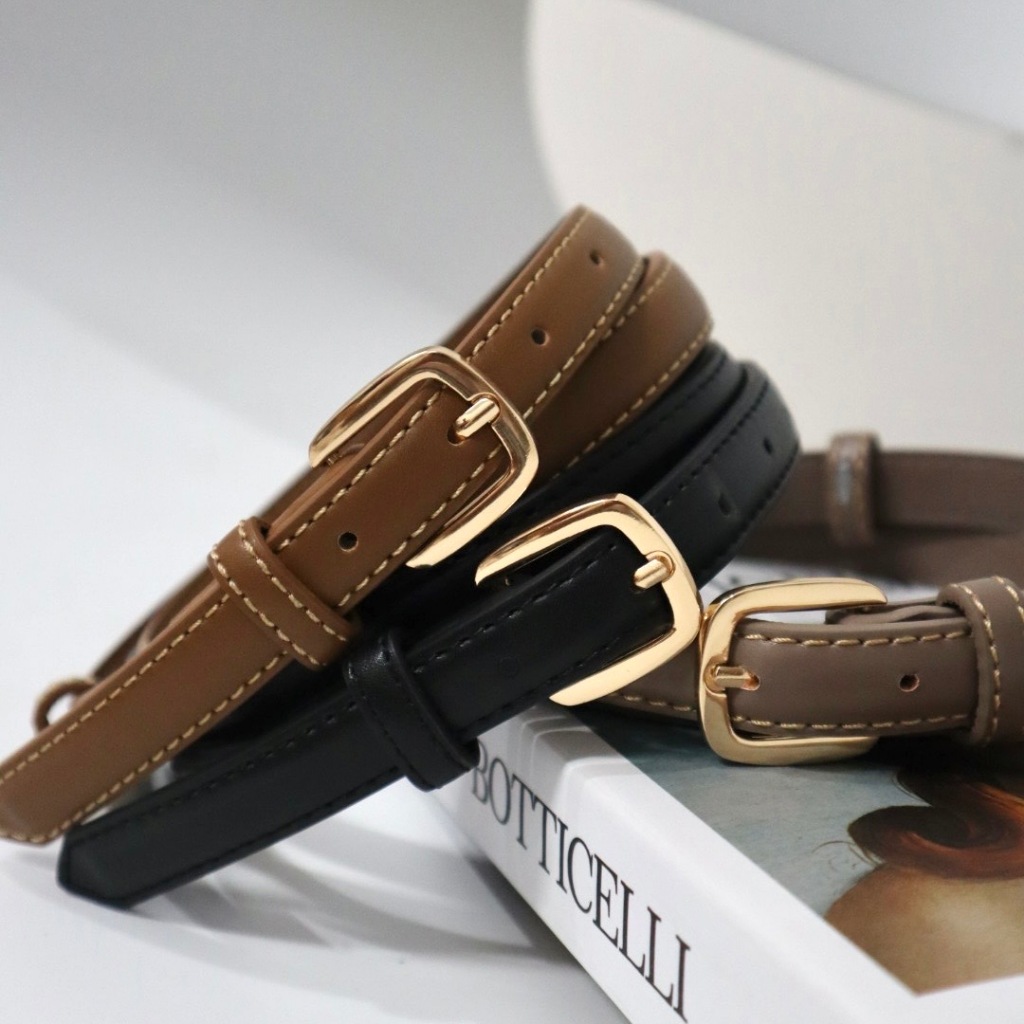 PL-004 ❤️แบรนด์LULU❤️ เกรดพรีเมียม เข็มขัดแฟชั่น อะไหล่ทอง หุ้มหนังทั้งเส้น