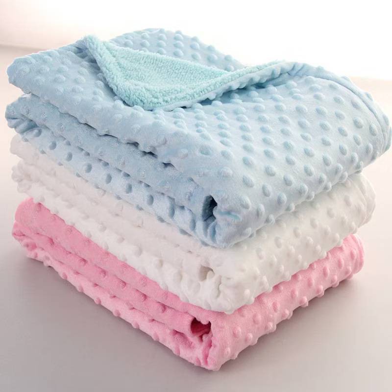 Babyonline(R038) ผ้าห่มดอทขนมิ้งค์เด็กทารก ผ้าฝ้าย นิ่ม อ่อนโยนต่อผิวเด็ก ขนาด102x76cm.