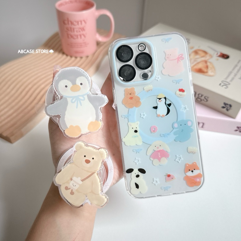 ** มาใหม่ เคส Mag Animals พื้นฟ้า ฝังลาย ** Griptok ขายแยกนะคะ