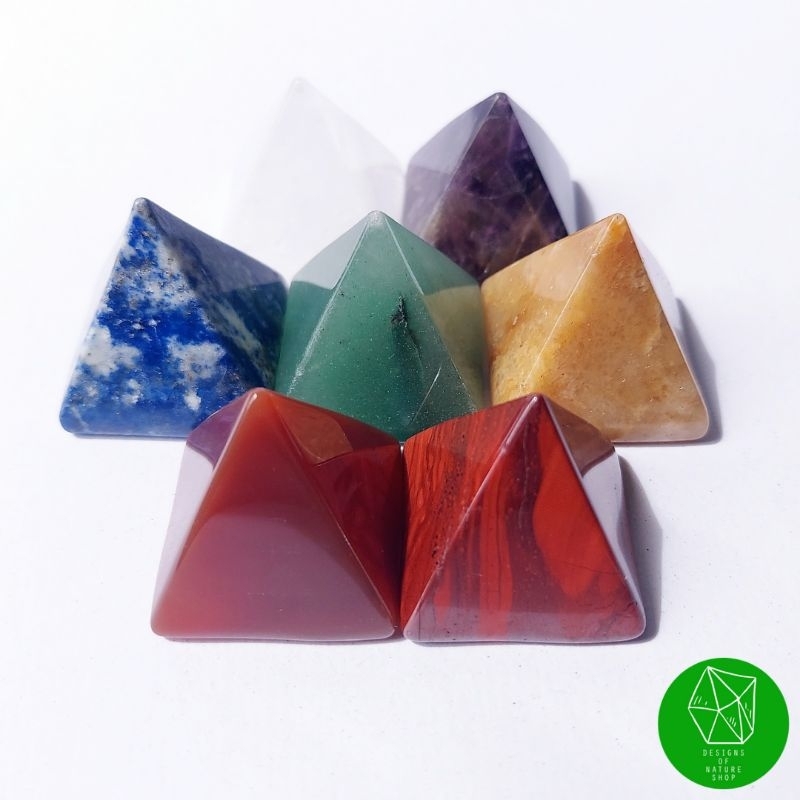 ชุดหินทรงพีรามิด​ 7 จักระ (Pyramid Chakra Set)​ ภาพสินค้าจริง พร้อมส่ง!!