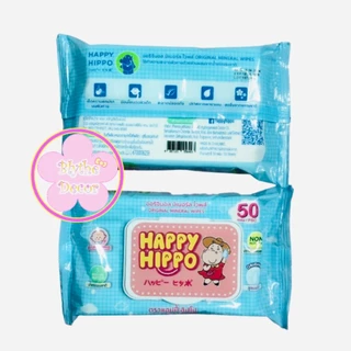 พร้อมส่ง**(ยกลัง) 36 ห่อ 1800 แผ่น ทิชชู่เปียกสูตรน้ำแร่ อ่อนโยนสำหรับเด็ก HAPPY HIPPO Baby wipes ผ้าเปียก