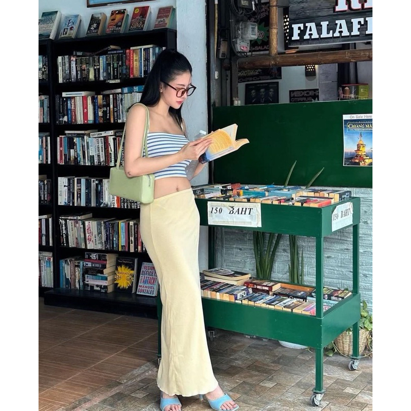 MVBKK SOFT RIB LONG SKIRT กระโปรงยาวผ้าร่องแบบบาง