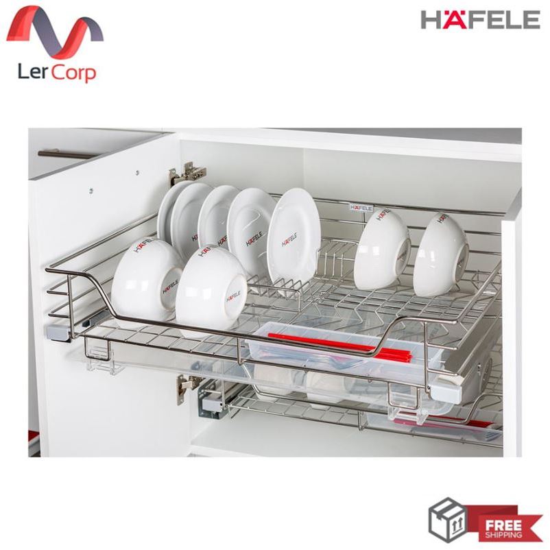 (Hafele) ชุดตะแกรงคว่ำจาน แบบเปิดหน้าบาน สำหรับตู้กว้าง 600-900 มม. (495.35.180-182)