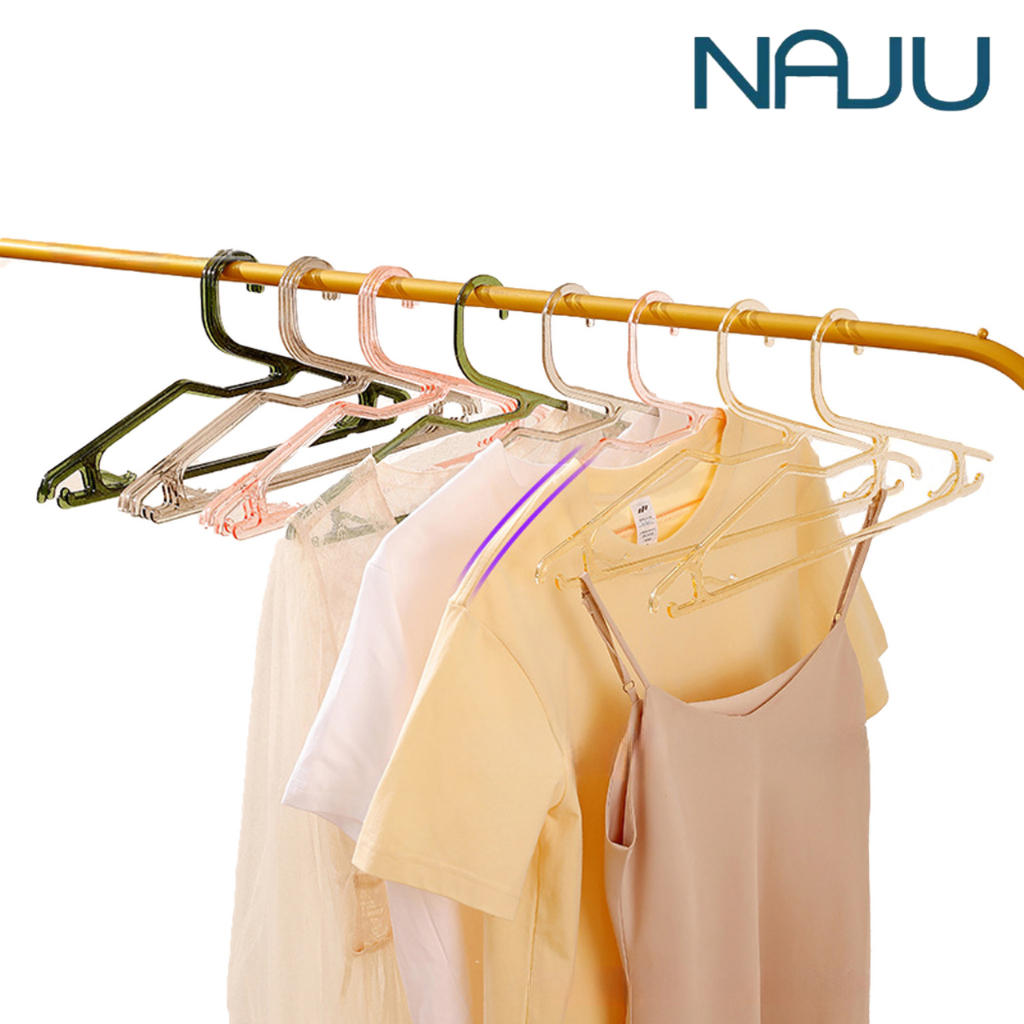 Naju ไม้แขวนเสื้อพลาสติก ไม้แขวนเสื้อกลิตเตอร์ ไม้แขวนเสื้อ ยกแพ็ค 5ชิ้น จัดระเบียบตู้เสื้อผ้า ไลฟ์สด พร๊อพถ่ายรูป ยาว41