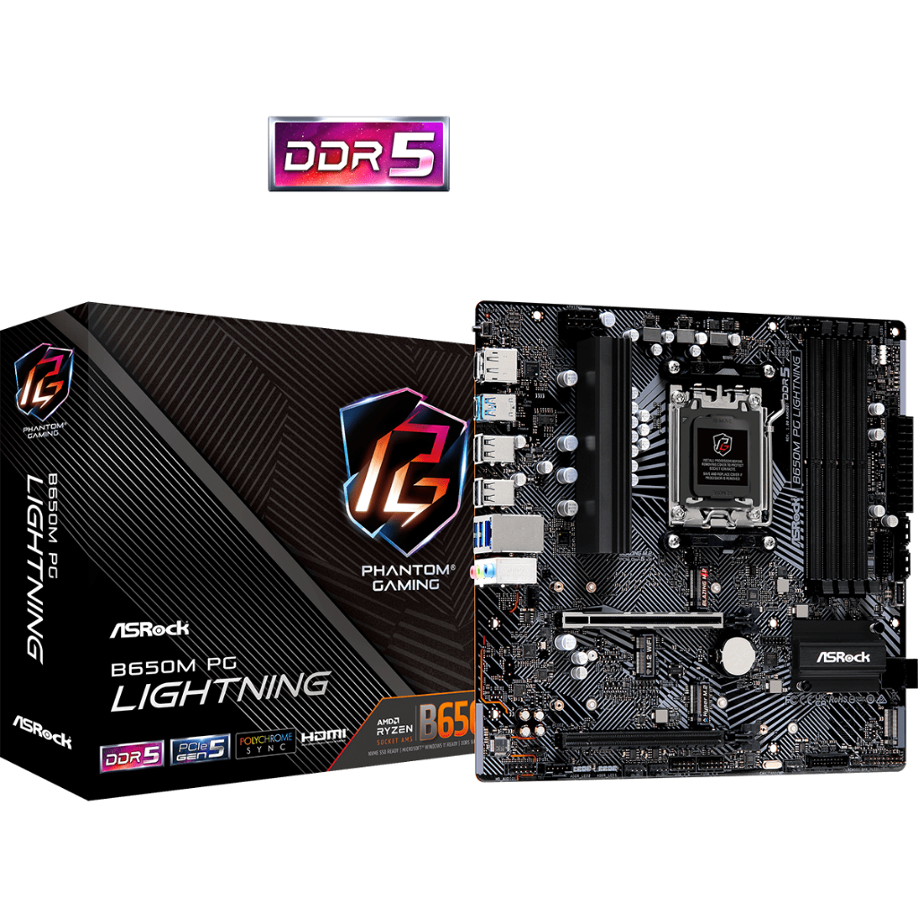 MAINBOARD (เมนบอร์ด) ASROCK B650M PG LIGHTNING (AMD SOCKET AM5 DDR5 MICRO-ATX)