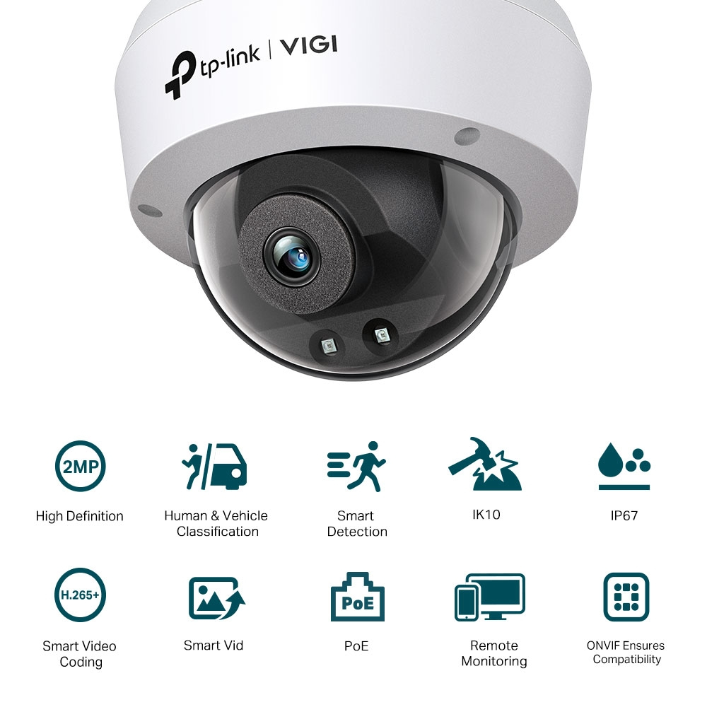 ⚡️กล้องวงจรปิดPoE⚡️TP-LINK (VIGI C220I) VIGI 2MP IR Dome Network Camera