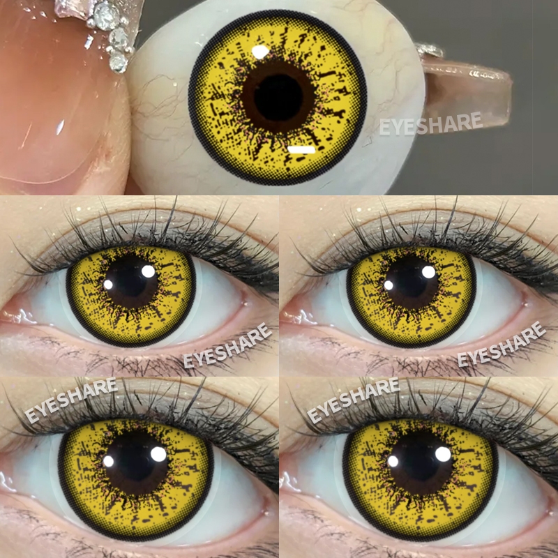 {COD}-Eyeshare คอสเพลย์เบลล่าสีเหลืองคอนแทคเลนส์ 1 คู่เลนส์ขนาดใหญ่ 14.5 มม. คอนแทคเลนส์สีฮาโลวีนพร้อมจัดส่งฟรีหนึ่งปี