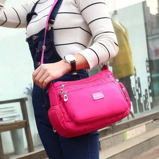 miumiubag(MI1089) กระเป๋าสะพายข้างผ้าไนล่อนช่องเยอะสุดคุ้ม