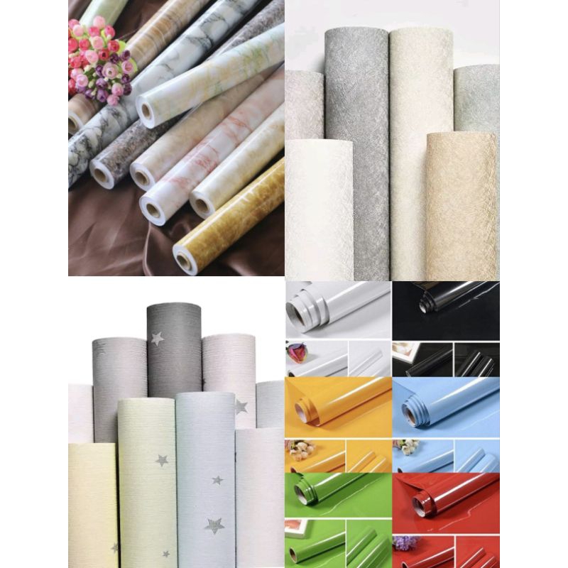 สติ๊กเกอร์วอลเปเปอร์ สีพื้นวินเทจ กาวในตัว หนาพิเศษ กันน้ำ100%หน้ากว้าง60ซ.ม ราคาต่อเมตร