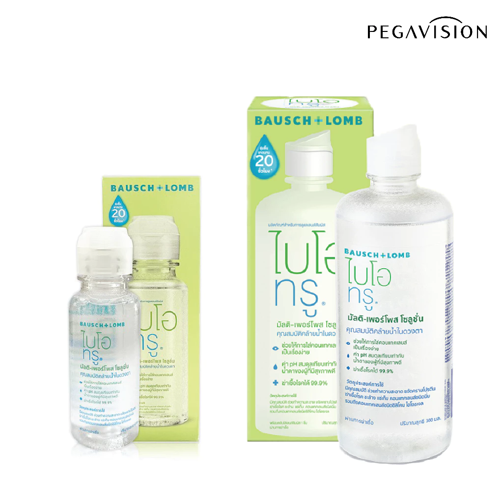 Bausch & Lomb Biotrue ไบโอทรู น้ำยาทำความสะอาดเลนส์ 300 ml. แถม + 60 ml.