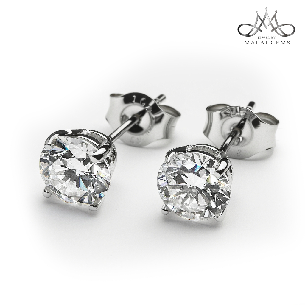 💎🇹🇭 Malai Gems ต่างหูเพชรสวิส CZ แท้ 100% ก้านสแตนเลส แพ้ง่ายใส่ได้ ปราศจากสารนิกเกิ้ล พร้อมส่ง