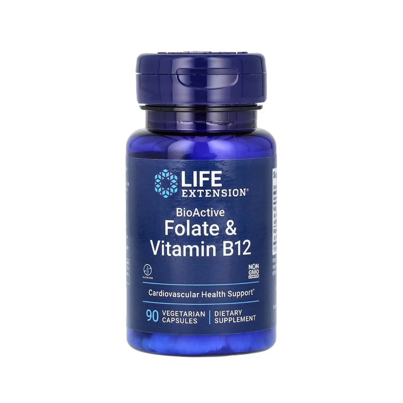 Folate & B12 Life Extension BioActive Folate & Vitamin B12 / 90 เม็ด