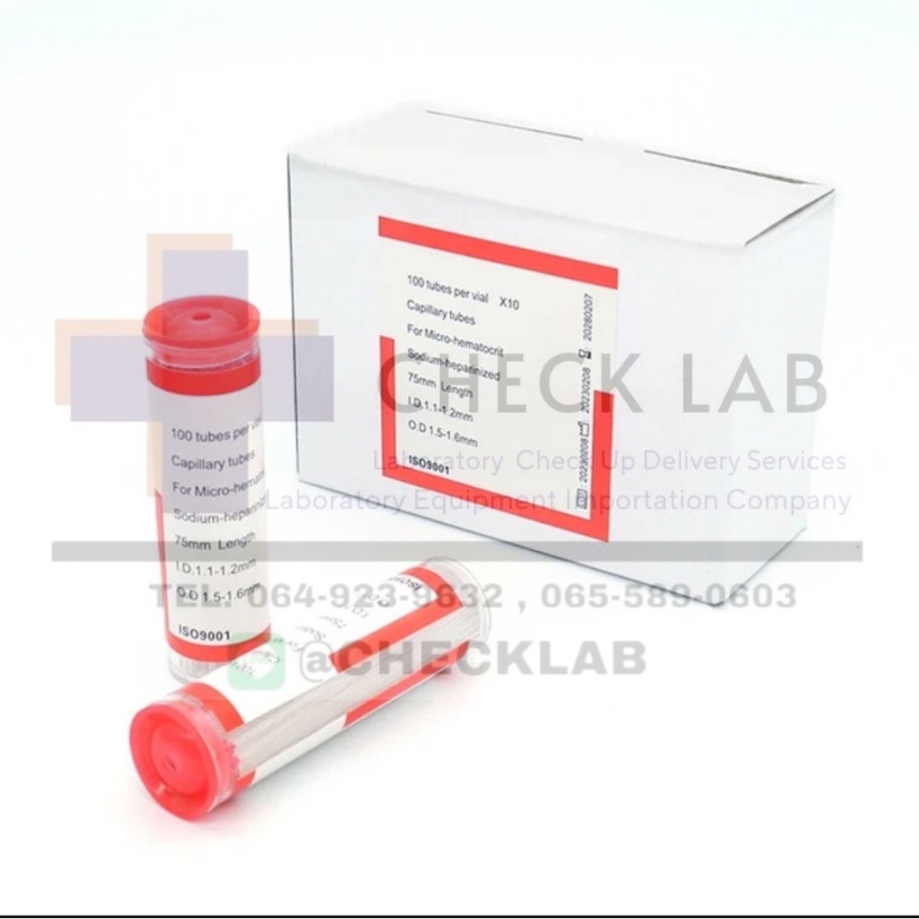 Capillary Tube หลอดเก็บเลือด Red (100ชิ้น/หลอด)