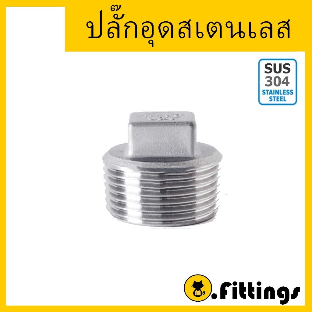 ปลั๊กอุดสเตนเลส 1/4"-2" ปลั๊กอุดเกลียวนอกสเตนเลส