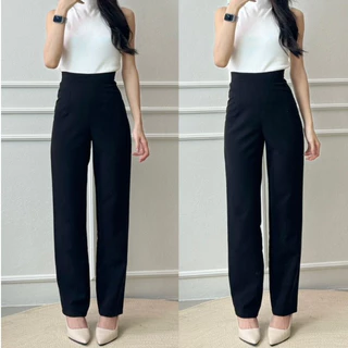 LAMSANG P06 Slim Pants กางเกงเอวสูงกระบอกเล็ก ซิปหลัง
