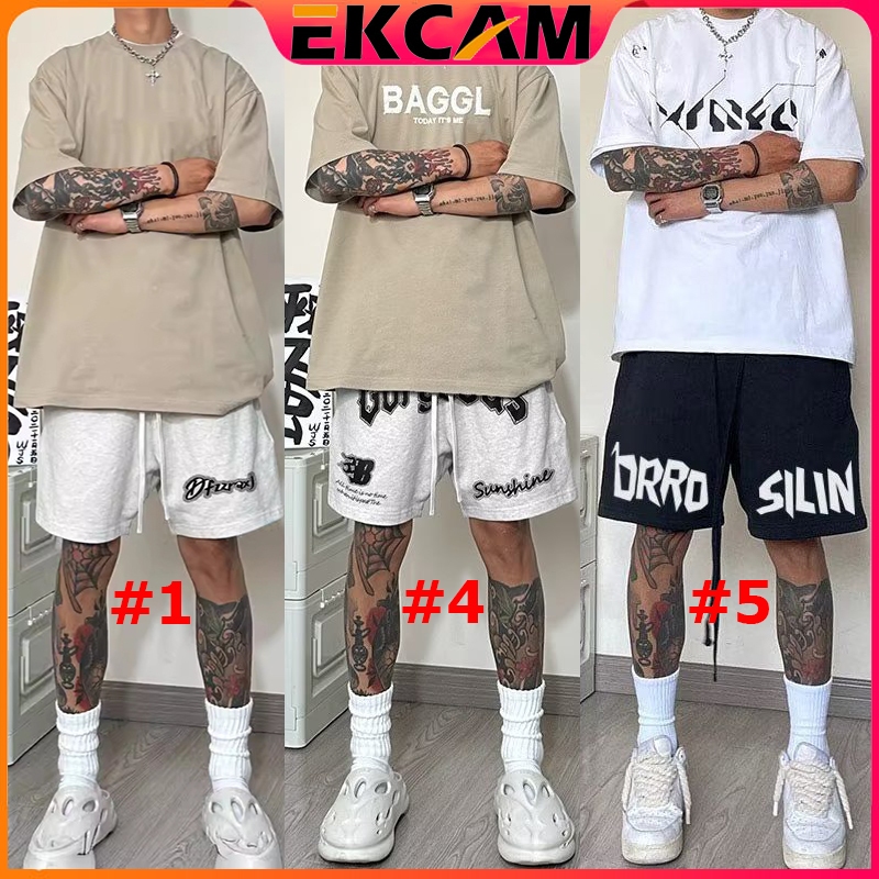 🇹🇭Ekcam จัดส่งจากกรุงเทพ📦กางเกงขาสั้นผู้ชาย มีกระเป๋าสองข้าง สีพื้น เอวยางยืด สไตส์วัยรุ่นเกาหลี man Pants sport