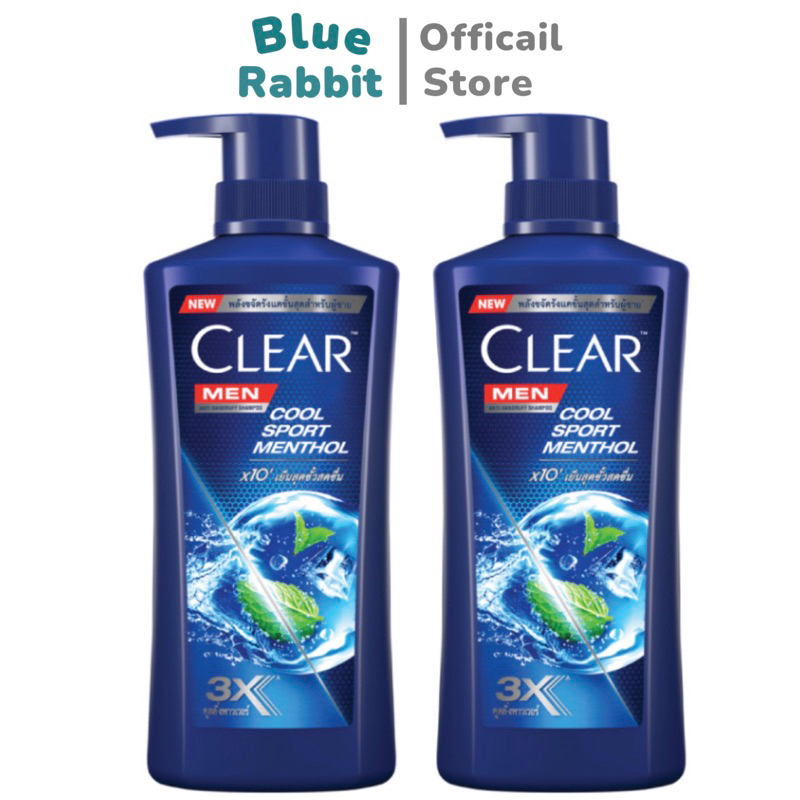 [แพคคู่] Clear 370ml. เคลียร์ เมน คูล สปอร์ต เมนทอล แชมพูขจัดรังแค สีน้ำเงิน สำหรับผู้ชาย สูตรเย็น C