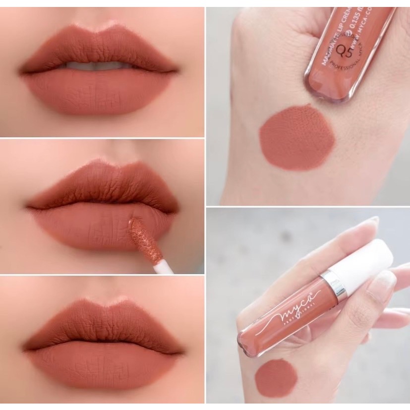 ลิป ไมก้า MYCA  MATTE เบอร์ Q5 ไมก้า ลิปครีมเนื้อแมท ( 1 ชิ้น ) สีส้มอมน้ำตาล เกลี่ยง่าย กันน้ำ