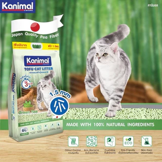 Kanimal ทรายแมวเต้าหู้ธรรมชาติ และทรายแมวเต้าหู้ผสมมันสำปะหลัง ทิ้งลงชักโครกได้ จับตัวเป็นก้อนเร็ว ขนาด 6+1 ลิตร