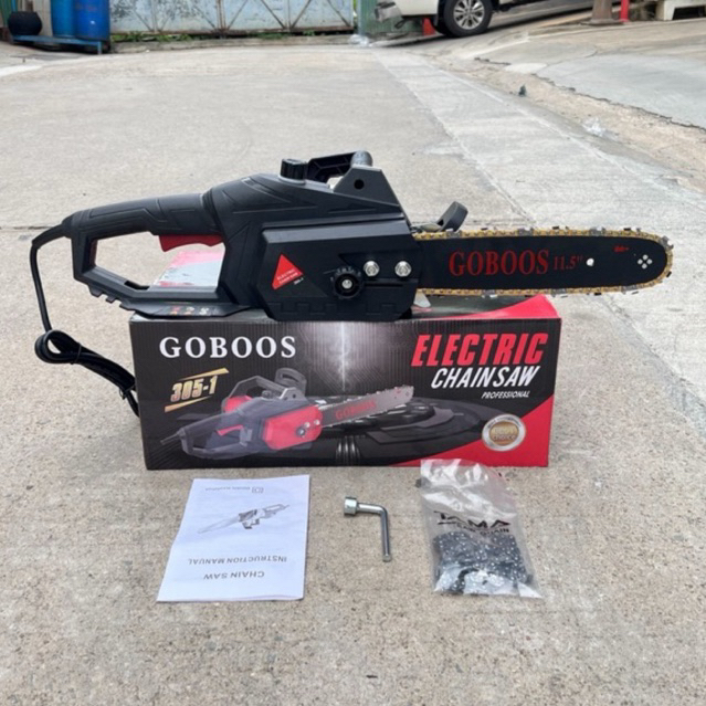 เลื่อยโซ่ไฟฟ้า ยี่ห้อ Goboss ขนาด 11.5 นิ้ว (สีดำแดง)