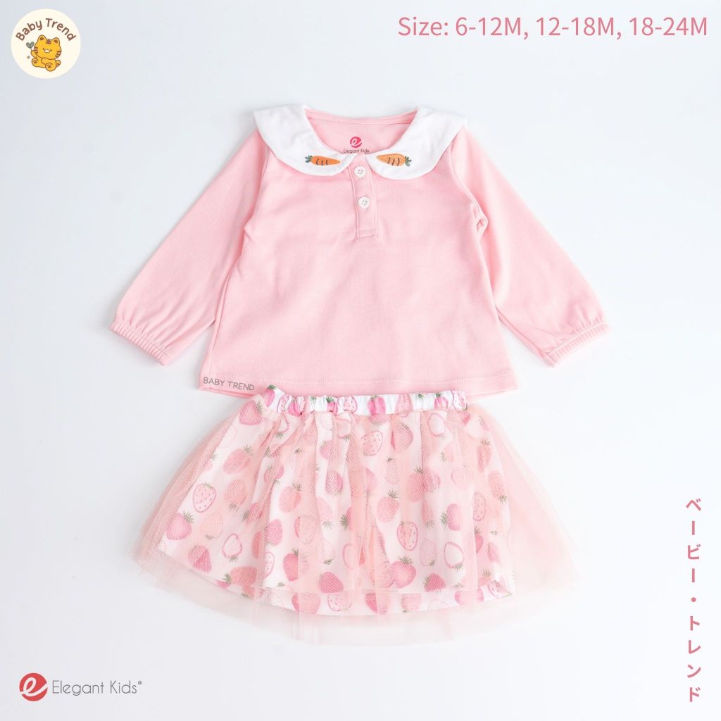 Elegant Kids ชุดเสื้อแขนยาวกระโปรง มีไซส์ 6-24 เดือน ลายกระต่ายแครอท ชุดเที่ยวเด็กผู้หญิง