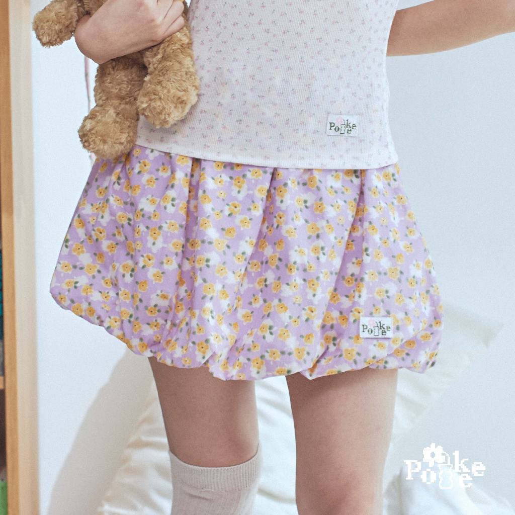 POKEE | BALLOON SKIRT กระโปรงทรงบอลลูน พิมพ์ลายดอกไม้ (cotton )
