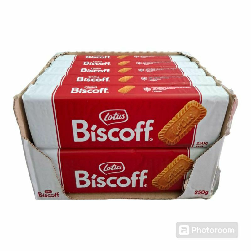 LOTUS Biscoff Biscuit ขนาด 250g.ยกลัง 10 แพ็คExp01/06/2026