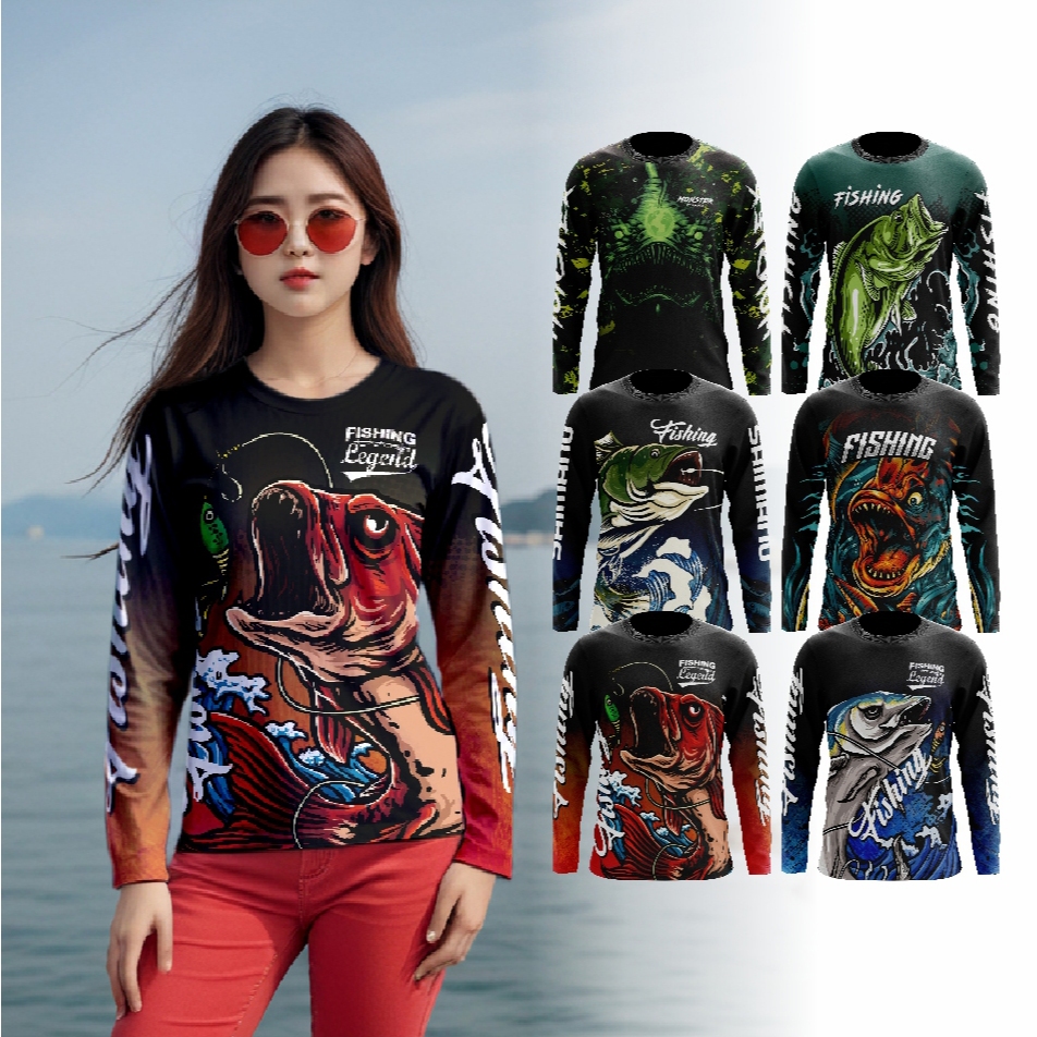 เสื้อตกปลา คอกลมแขนยาว ใส่ได้ทั้งหญิงชาย