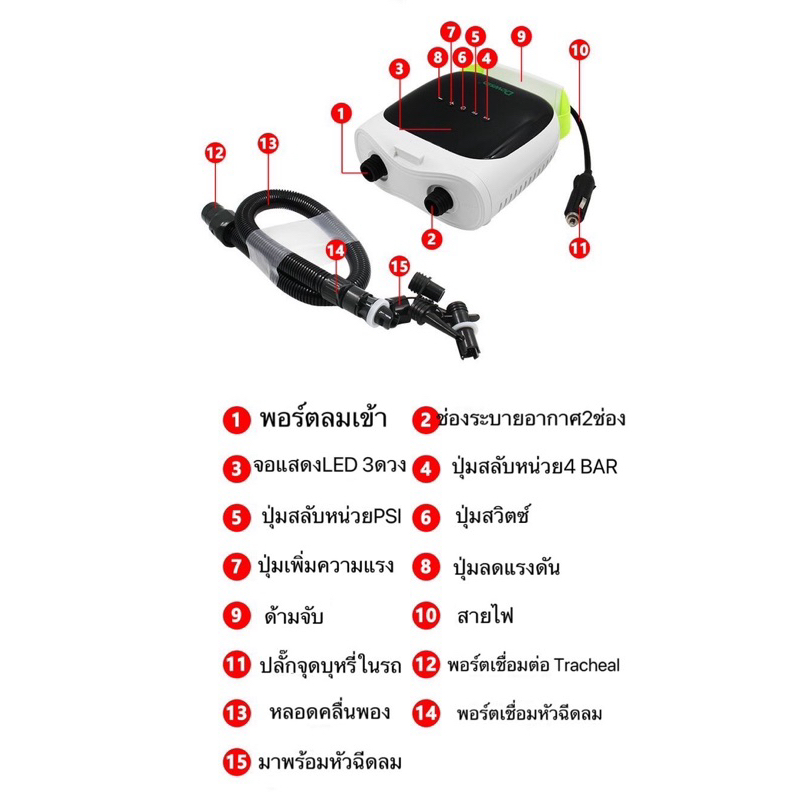 🔥พร้อมส่ง🔥 เครื่องปั๊มลมไฟฟ้า มัลติฟังก์ชั่พลังงานสูง น้ำหนักเบา แบบพกพา‼️มีแบตเตอรี่ในตัว‼️ - รูปที่ 4
