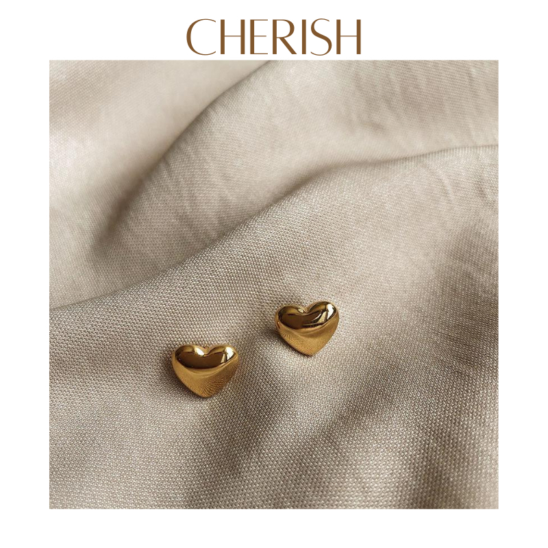 [CR79][CHERISHxMIHREH] ต่างหูรูปหัวใจ สไตล์มินิมอล งานจริงสวยมาก