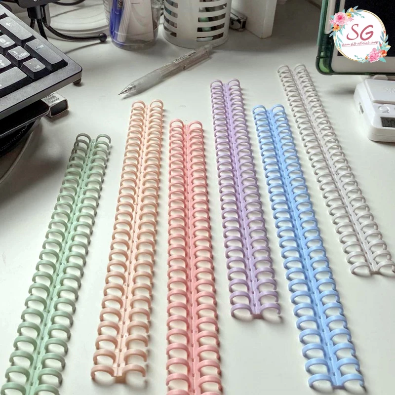 สันห่วงเข้าเล่มพลาสติก กระดูกงู ถอดได้ ตัดแต่ง DIYได้ 30ห่วง มีให้เลือก5สีพาสเทล 12mm A4 สำนักงาน