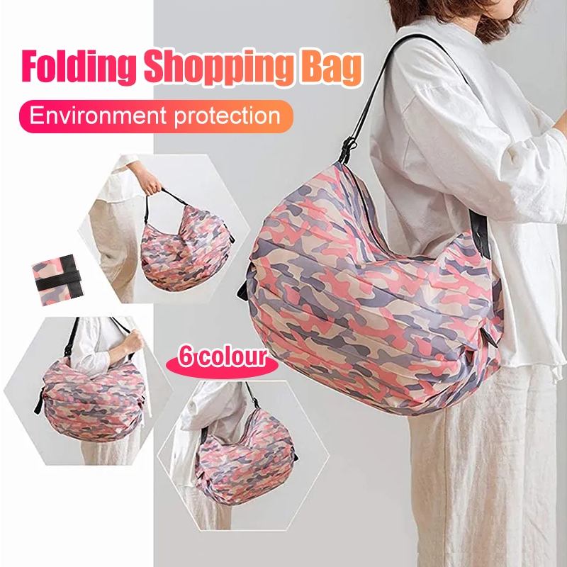 กระเป๋าผ้า พับได้ ใส่ช้อปปิ้ง กระเป๋าผ้าร่ม ถุงช็อปปิ้ง กระเป๋าถือ กระเป๋าช้อปปิ้ง อเนกประสงค์ พกพาสะดวก ผ้าไนล่อน กันน้