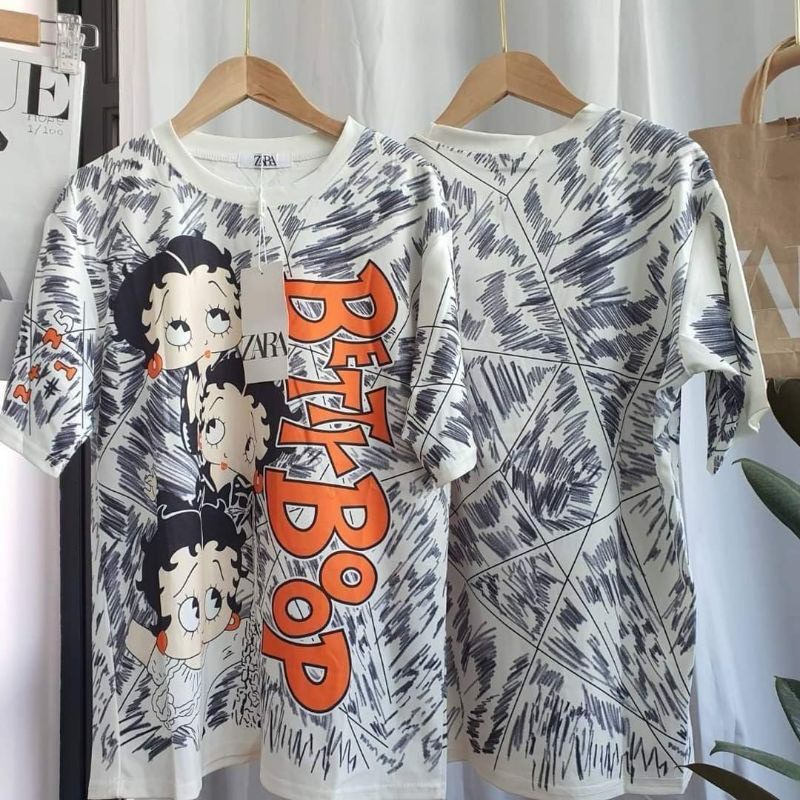 Tag🔖ZARA🔖 เสื้อยืดลายการ์ตูน BETTY BOOP ผ้าคอตตอน✨เกรดพรีเมี่ยมอย่างดี✨