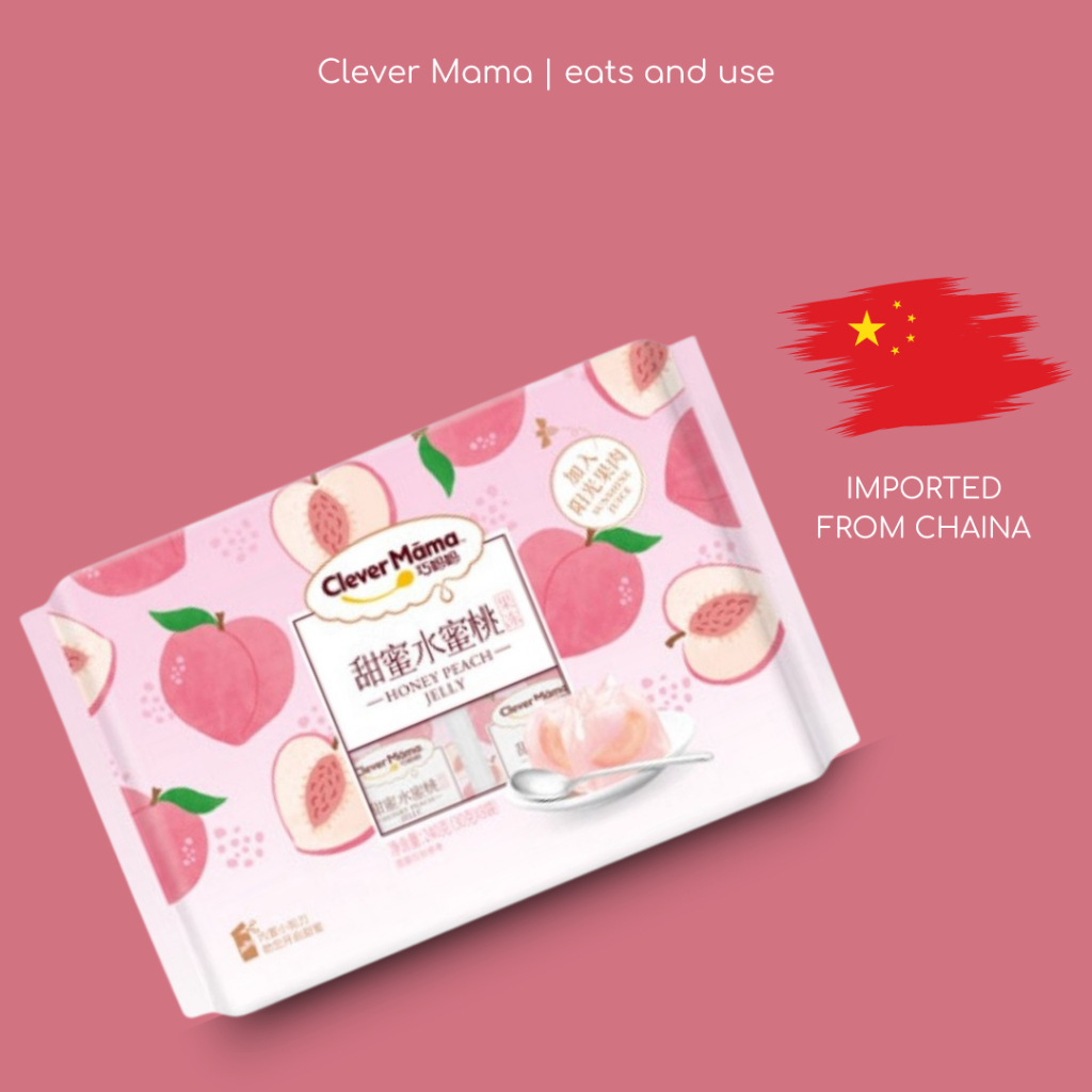 Clever Mama : คอนยัค ออเร้นจ์ เจลลี่ (วุ้นบุกสำเร็จรูปรสพีช ผสมเนื้อพีช) 240กรัม บรรจุ 8 ชิ้น