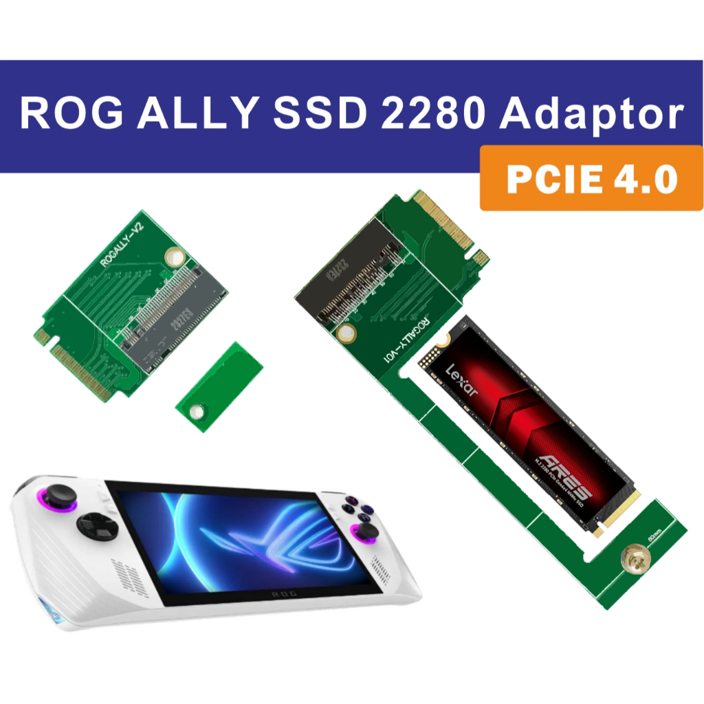 M.2 2280 90 องศา  Adaptor for Rog Ally MSI Claw8 AI+ CLaw7 PCIE 4.0 full speed 4 layers พร้อมส่ง rea