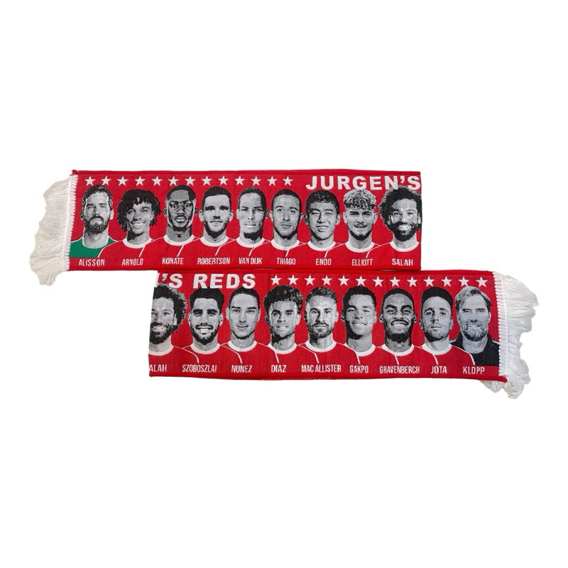ผ้าพันคอแฟนเมด “Jurgen’s Reds” ลายรวมนักเตะฤดูกาลสุดท้ายของบอสที่ลิเวอร์พูล