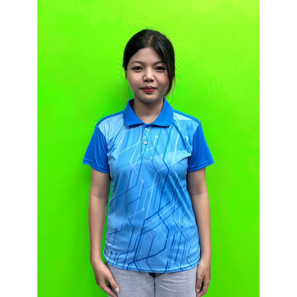 SA303 เสื้อโปโลหญิงแบบพิมพ์ลาย ใส่ทำงาน ใส่เล่นกีฬา ผ้าเรียบลื่น ยี่ห้อ SPORT DAY100% - รูปที่ 2