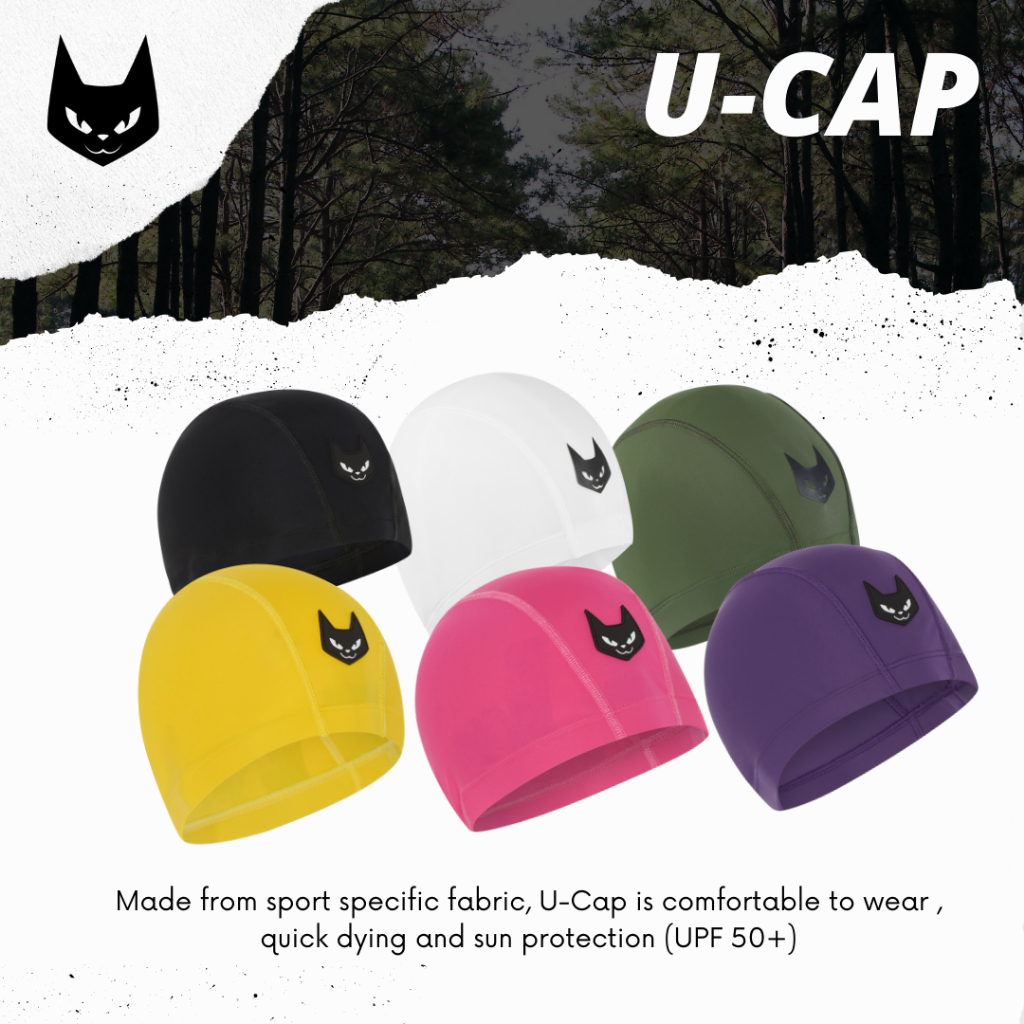 [DarkCat] หมวกU-CAP หมวกเก็บผม กันUV ว่ายน้ำ ท่องเที่ยว ดำ ขาว เขียว เหลือง ม่วง ชมพู