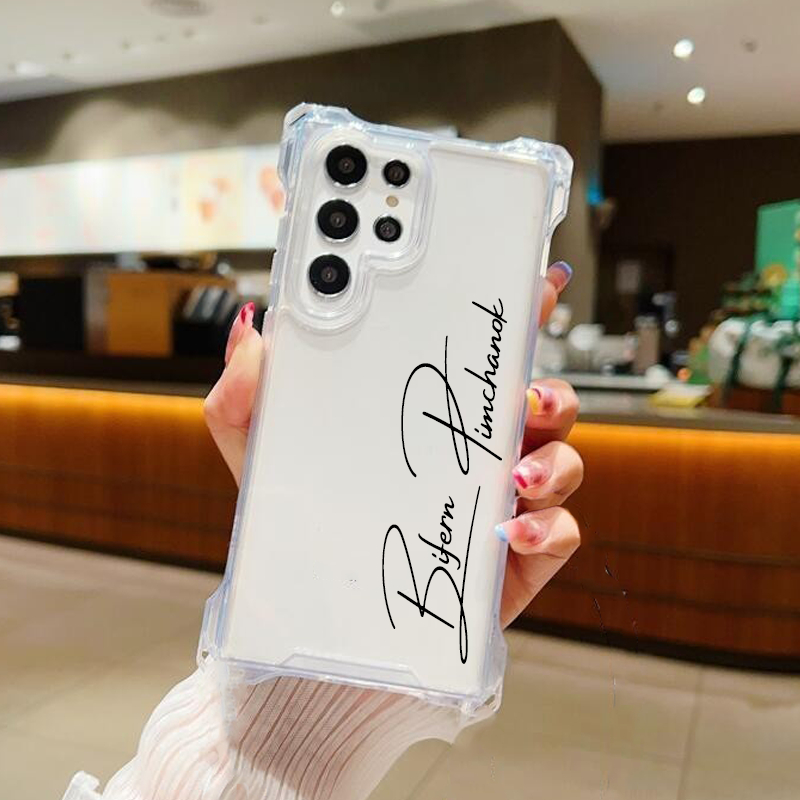 เคส Samsung [สกรีนชื่อ] S26/S25/S24/S23/S22/S21/Note/A15/A52/A54/A55/A56 เคสไฮบริดจ์ขอบนิ่มหลังแข็ง