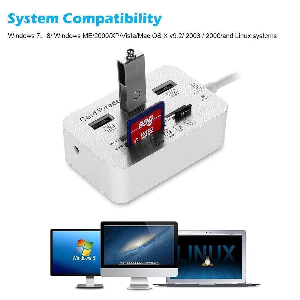 USB 3.0 HUB + เครื่องอ่านการ์ดความเร็วสูง USB HUB พร้อม MS/SD/M2/ TF Card Reader 3 พอร์ต USB Splitterสำหรับแล็ปท็อป
