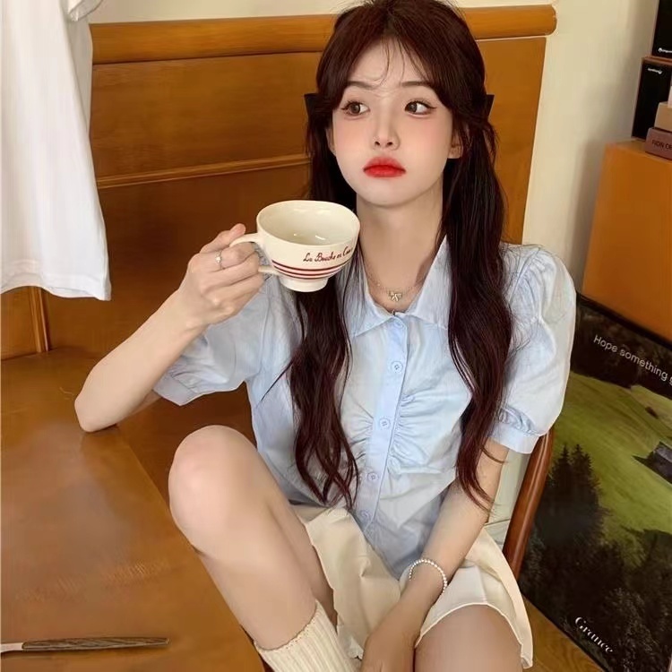【Karlyn】เสื้อเชิต เสื้อใส่ทำงาน คอปก เเขนพัฟ ทรงสลิมเอวเข้ารูป ใส่เเล้วหุ่นสวย #FZ-CC-G72